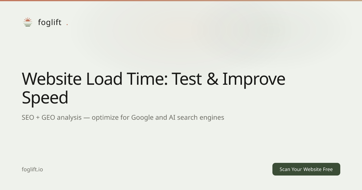 Website Load Time: How to Test & Improve Page Speed in 2026 | Foglift